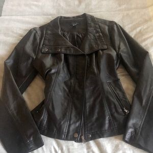 Faux Leather Moto Jacket, size L